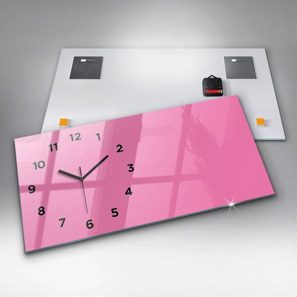 Glass wall clock rectangular Color pink