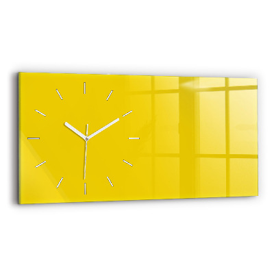 Glass wall clock rectangular Light yellow color