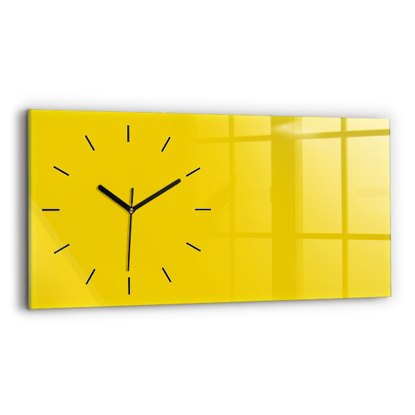 Glass wall clock rectangular Light yellow color