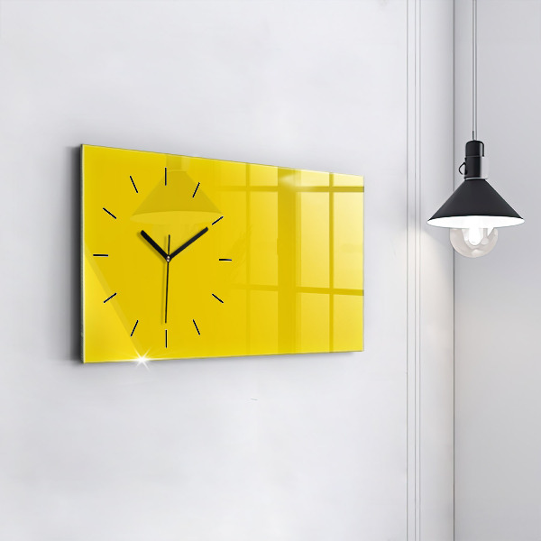 Glass wall clock rectangular Light yellow color
