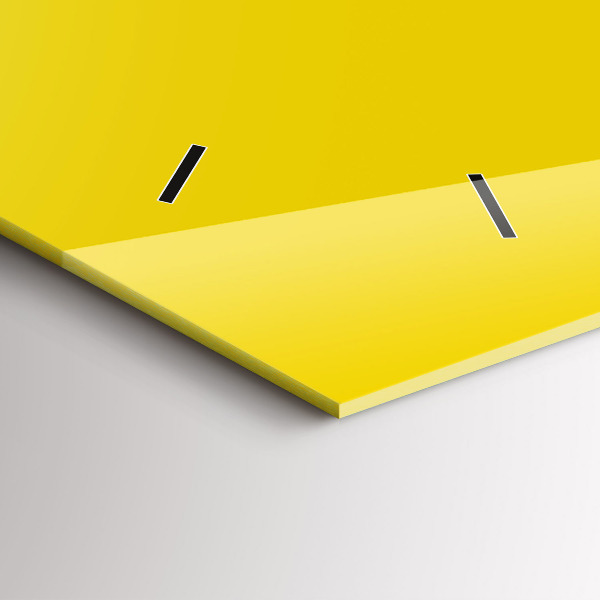 Glass wall clock rectangular Light yellow color