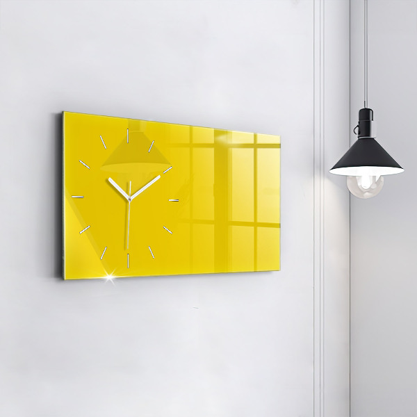 Glass wall clock rectangular Light yellow color