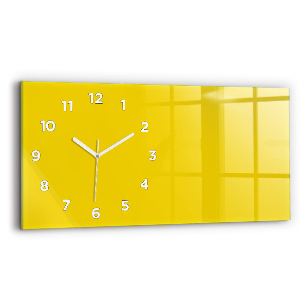 Glass wall clock rectangular Light yellow color
