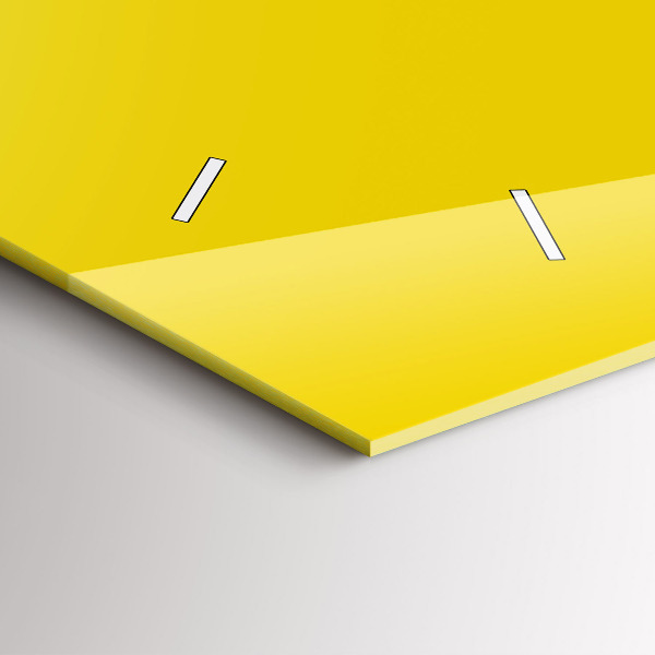 Glass wall clock rectangular Light yellow color