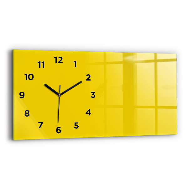 Glass wall clock rectangular Light yellow color
