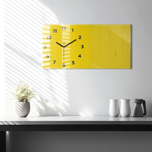 Glass wall clock rectangular Light yellow color
