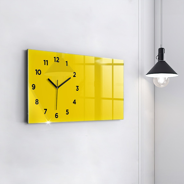 Glass wall clock rectangular Light yellow color