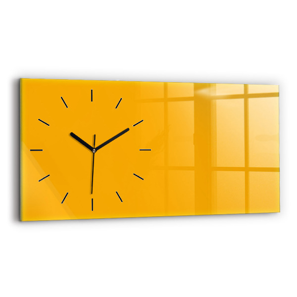 Glass wall clock rectangular Color golden yellow