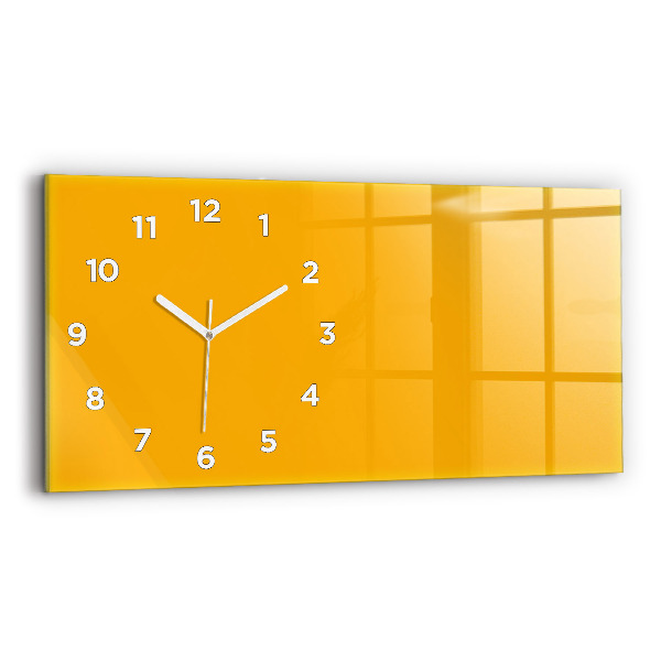 Glass wall clock rectangular Color golden yellow