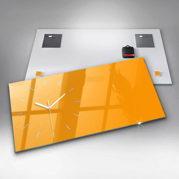 Glass wall clock rectangular Color golden yellow