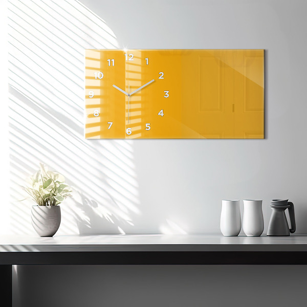 Glass wall clock rectangular Color golden yellow