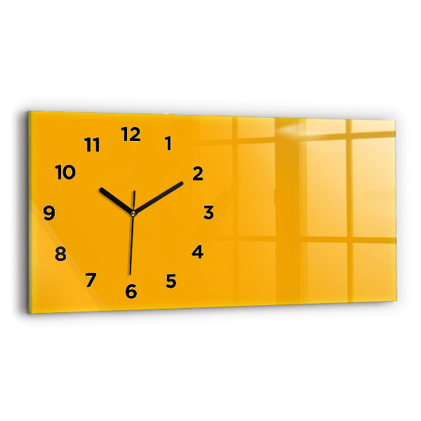 Glass wall clock rectangular Color golden yellow