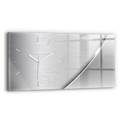 Glass wall clock rectangular Silver pattern