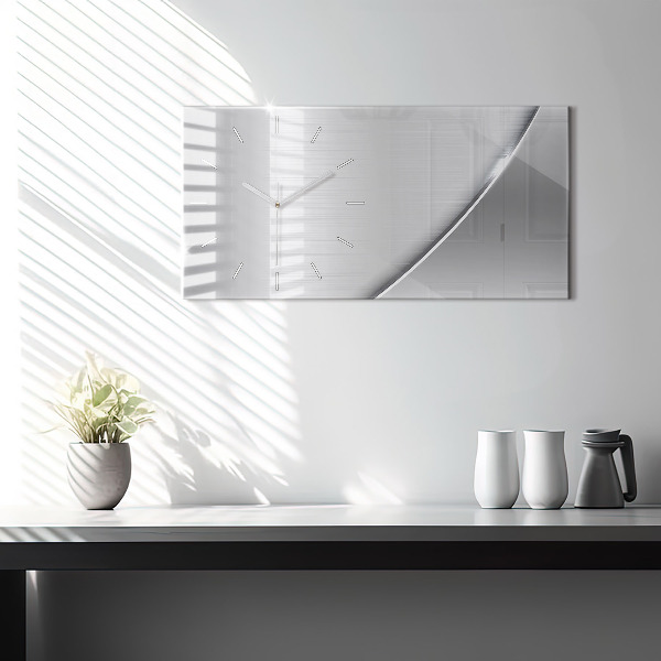Glass wall clock rectangular Silver pattern