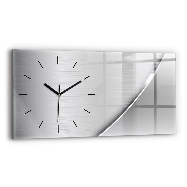 Glass wall clock rectangular Silver pattern