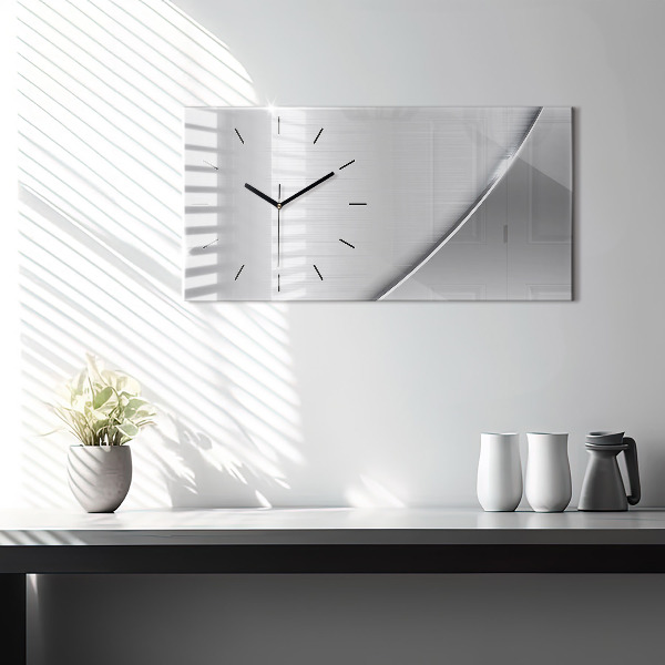 Glass wall clock rectangular Silver pattern