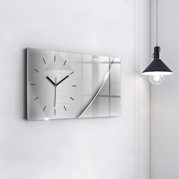Glass wall clock rectangular Silver pattern