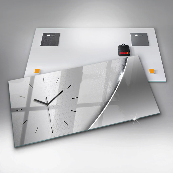 Glass wall clock rectangular Silver pattern