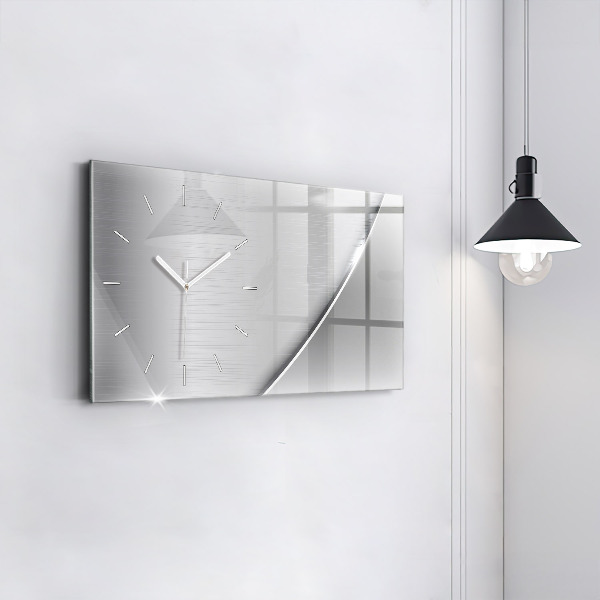 Glass wall clock rectangular Silver pattern