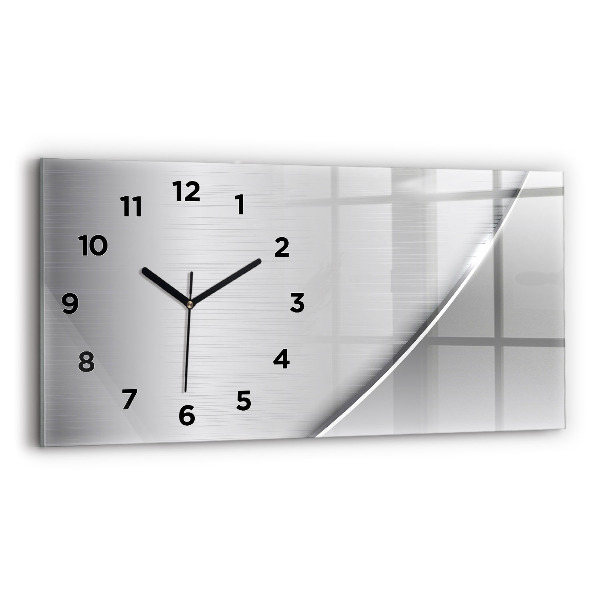 Glass wall clock rectangular Silver pattern