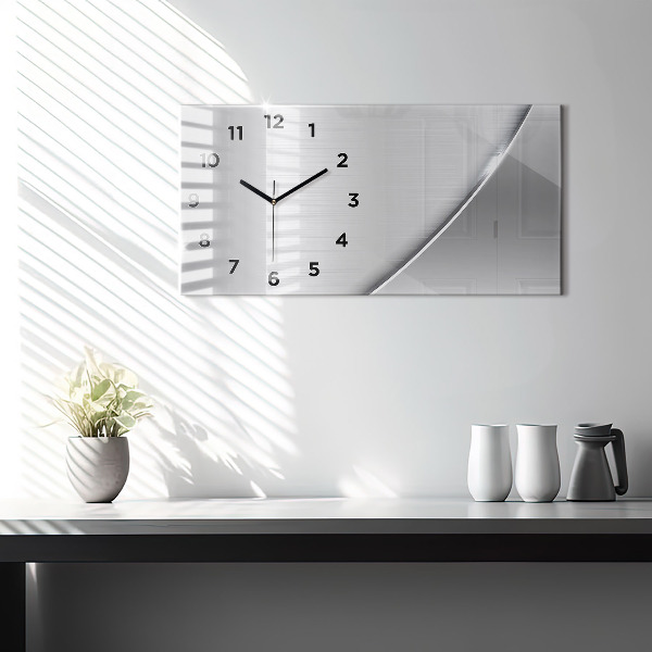 Glass wall clock rectangular Silver pattern