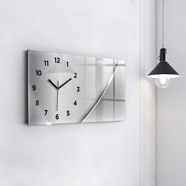 Glass wall clock rectangular Silver pattern