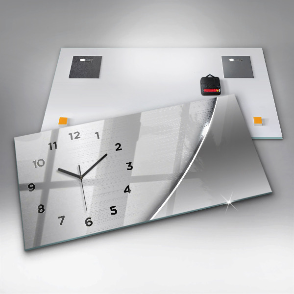 Glass wall clock rectangular Silver pattern