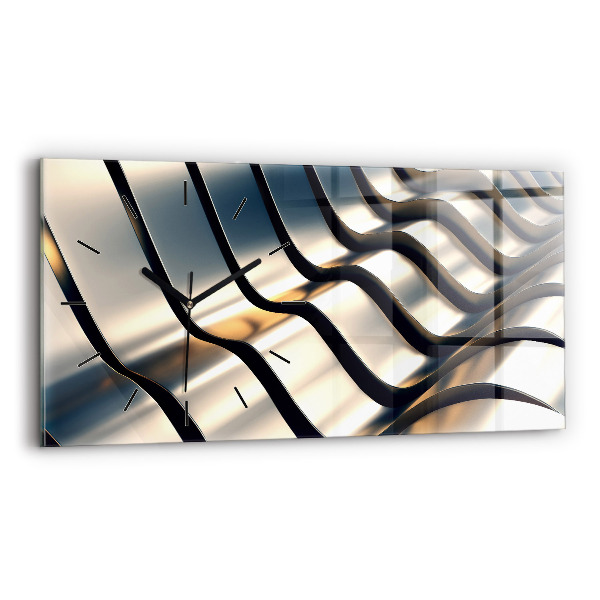 Glass wall clock rectangular Silver pattern