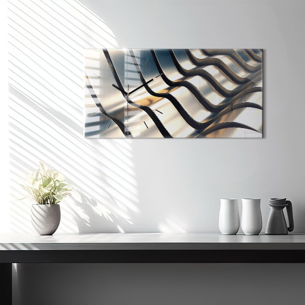 Glass wall clock rectangular Silver pattern
