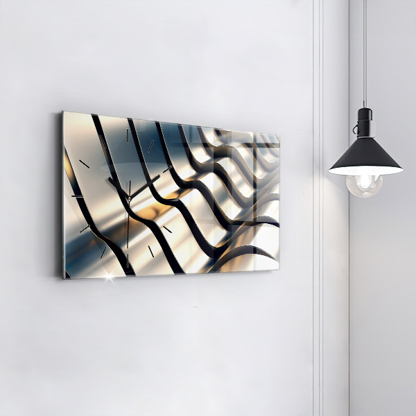 Glass wall clock rectangular Silver pattern