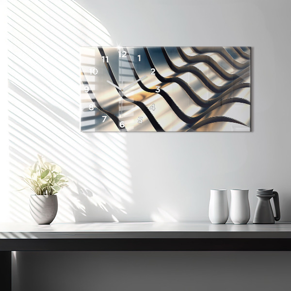 Glass wall clock rectangular Silver pattern
