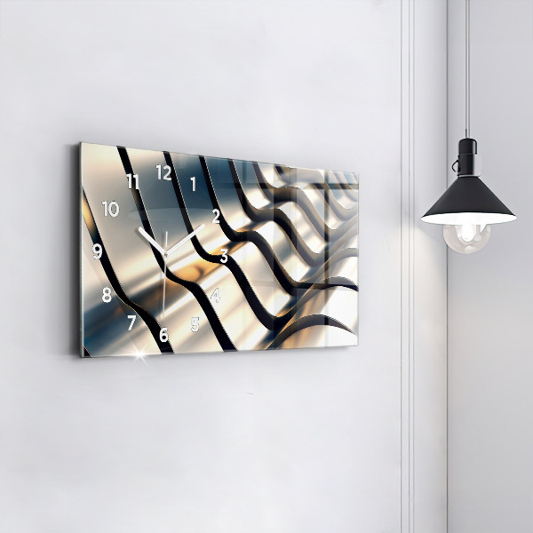 Glass wall clock rectangular Silver pattern