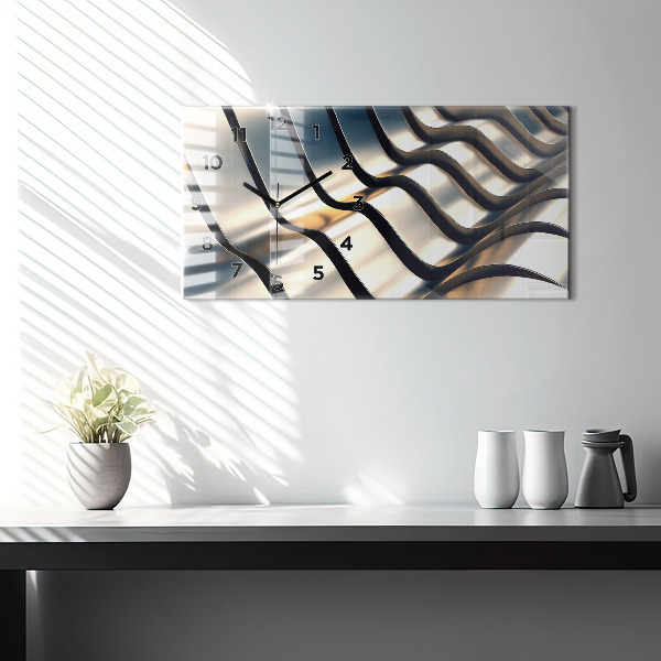 Glass wall clock rectangular Silver pattern