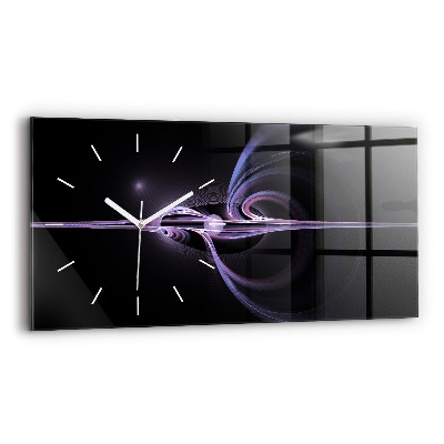 Glass wall clock rectangular Purple abstraction