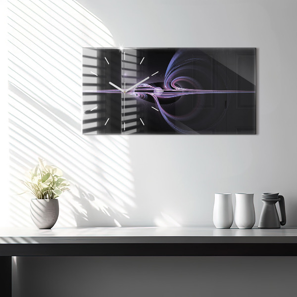 Glass wall clock rectangular Purple abstraction
