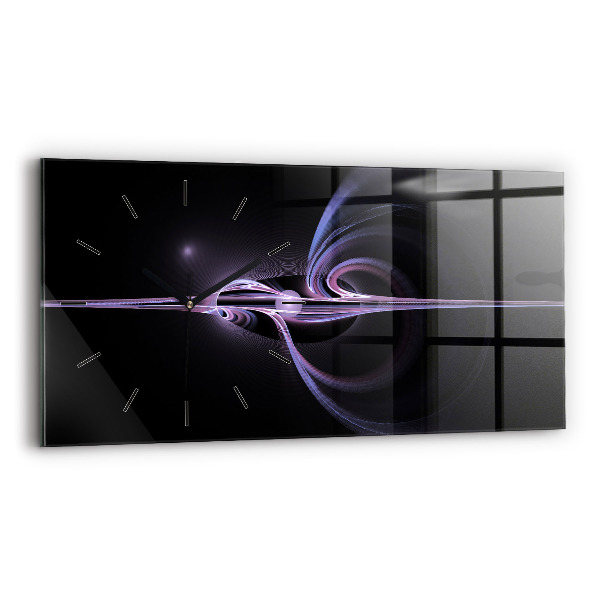Glass wall clock rectangular Purple abstraction