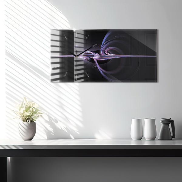 Glass wall clock rectangular Purple abstraction