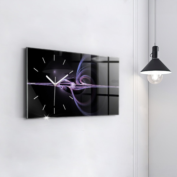 Glass wall clock rectangular Purple abstraction