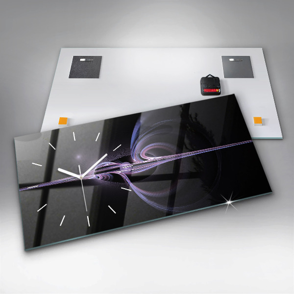 Glass wall clock rectangular Purple abstraction