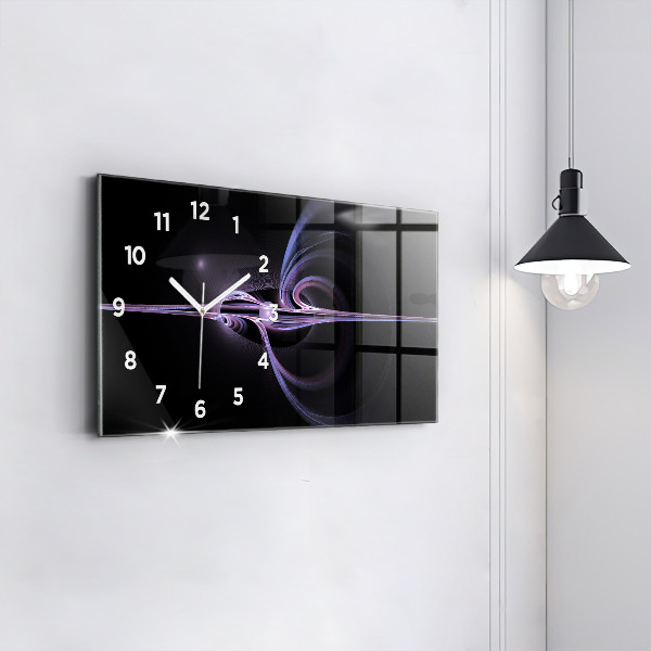 Glass wall clock rectangular Purple abstraction