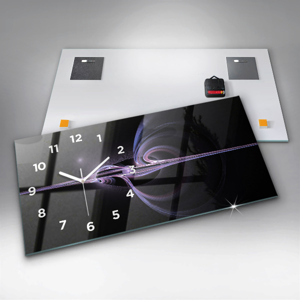 Glass wall clock rectangular Purple abstraction