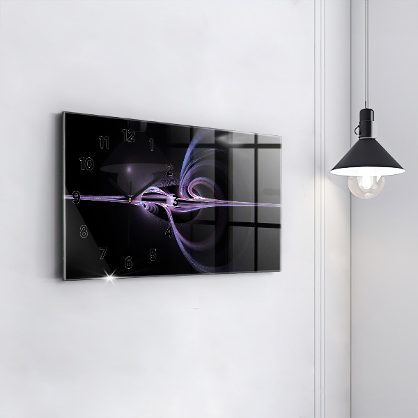 Glass wall clock rectangular Purple abstraction