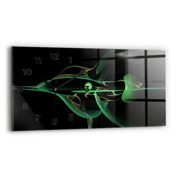 Glass wall clock rectangular Green abstraction