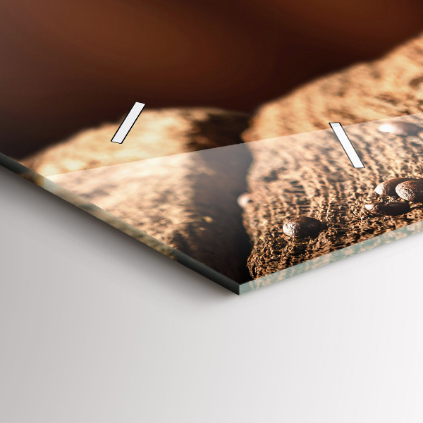 Glass wall clock rectangular A cup of coffee