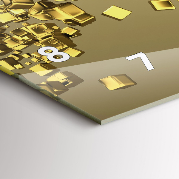 Glass wall clock rectangular Golden squares