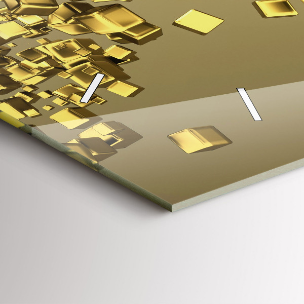 Glass wall clock rectangular Golden squares