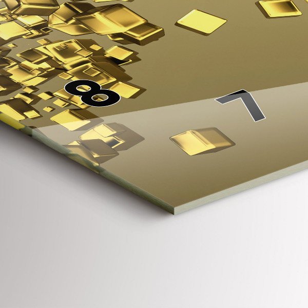 Glass wall clock rectangular Golden squares