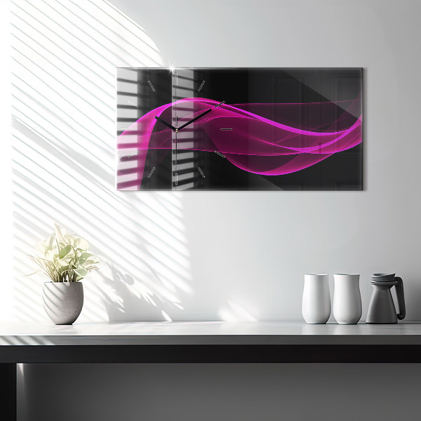 Glass wall clock rectangular Pink abstraction