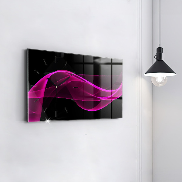 Glass wall clock rectangular Pink abstraction