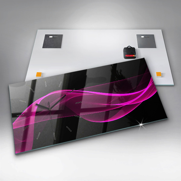 Glass wall clock rectangular Pink abstraction